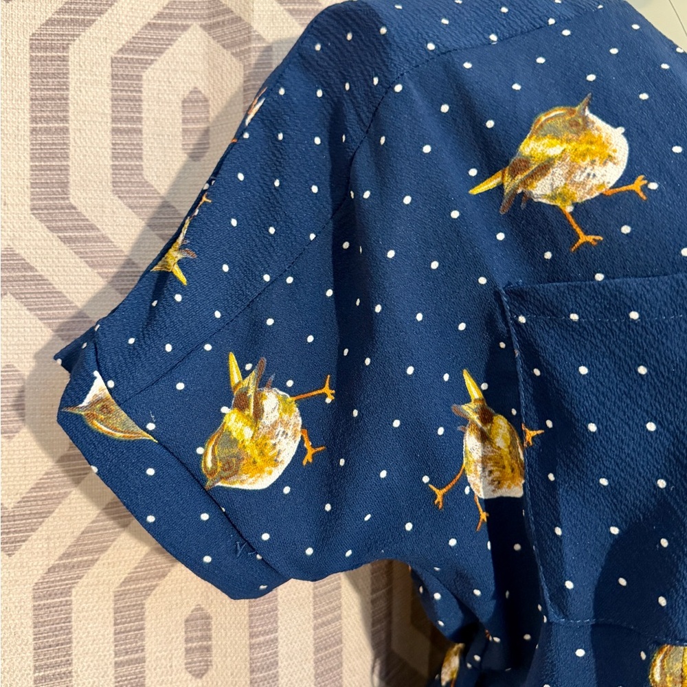 Retro dress with bird print, Monteau Los Angeles XL - Picture 7 of 12